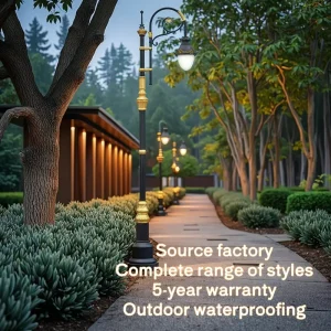 Waterproof IP65 Rated AC Powered LED Lawn Lamp Outdoor Landscape Light Metal Body Warm White Light Sensor Control Garden 120