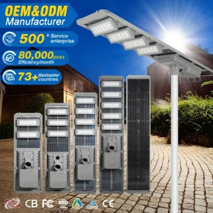 Waterproof IP66 Outdoor Lighting 400W 500W 600W 700W Integrated All in One Solar LED Street Light