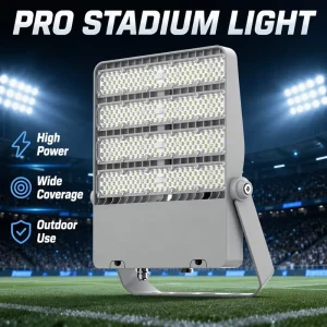 Waterproof LED Stadium Flood Light Deep Rear Cooling High Brightness Adjustable Mount for Basketball Court Yard Industrial Use