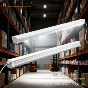 Waterproof LED Tri Proof Light Fixture Industrial IP65 Ik08 WF2 Dimming Ra90 Vapor Tight Outdoor