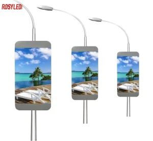 Waterproof Outdoor Street Pole Advertising LED Screen Light Pole Digital Billboard LED Display