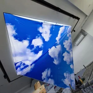 Waterproof PVC Material Rectangle Membrane Sky Cloud Pattern Stretch Ceiling Light Box 3D Hanging Shop Close to Ceiling Light