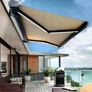 Waterproof Patio Awning Outdoor Terrace Automatic Operation Aluminum Frame White Cassette Garden Deck Yard Awning