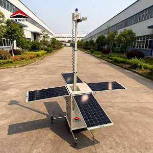 Waterproof Portable Solar Panel Tower with 6 m Manual Mast LCD Panel Control for Outdoor Events Construction Site