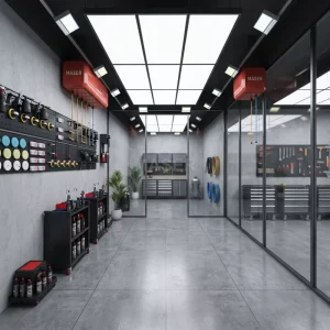 Waterproof Square LED Auto Detailing Lights Garage Ceiling Lights for Car Wash Station Car Repair Workshops 9 Grid System