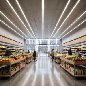 Wattage & CCT Selectable LED Linear Light Fixture 3000K 5000K Linkable Surface Mount Pendant Lamp for Supermarket DLC 5.1