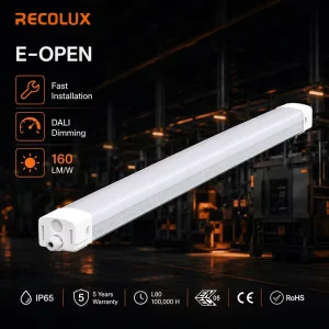Weatherproof LED Tri proof Light Emergency Battery Backup IP65 Rated 5 Year Warranty Aluminum Construction High CRI