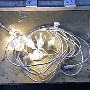 Weatherproof White Round Wire IP67 Festoon String Lights 48ft Heavy Duty Commercial Christmas Lighting