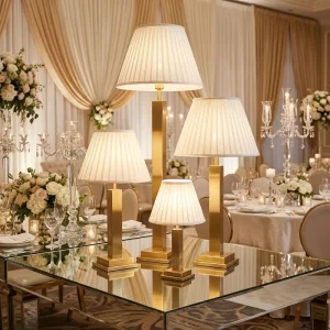 Wedding Centerpiece Lamp Cordless Battery Powered LED Table Lighting with Classic Fabric Shade