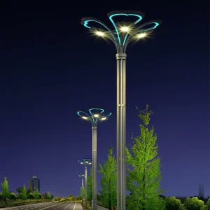 West Asia Africa Customizable Blue Color Landscape Decorative High Pole Street Lights 10 12 15 Meters