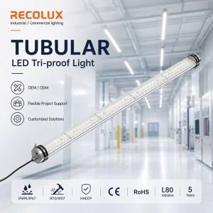 Wet Location TUBULAR LED Tri Proof Light IP69K IP67 Weatherproof Luminaire for Industrial Facilities