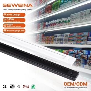 White Black Magnetic Type Linear Guide Socket Rail Shelf Display Cabinet Lighting Rack