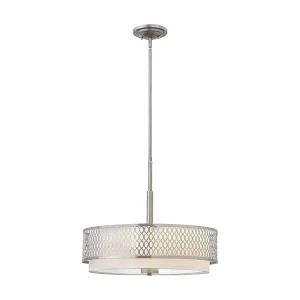 White Fabric Modern Chandeliers for Dining Room 5 Light Adjustable Height Pendant Hanging Light Fixtures