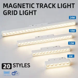 White Grille Light Dimmable Surface Mounted Magnetic Track Lights Aluminum Housing Dimmable Lamp Modern Design