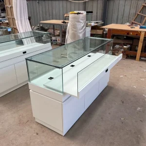 White Jewelry Display Cabinet with LED Lighting Watch Jewelry Cabinet for Shop Design