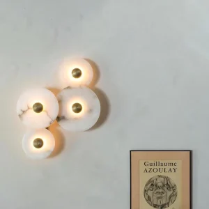White Marble Wall Lamp Kitchen Bedroom Hotel High End Alley Lamp Round Lights Decoration Iron Marble
