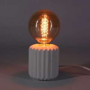 White Minimalist Table Lamp Art Decorative Lights Indoor Porcelain Light Bulb Cement Desk Lamp