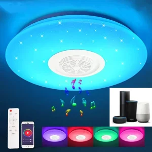 WiFi Tuya APP AI Voice Control Google Alexa LED Smart Ceiling Light Dimmable Music Speaker 16million Colors Ceiling Lamp