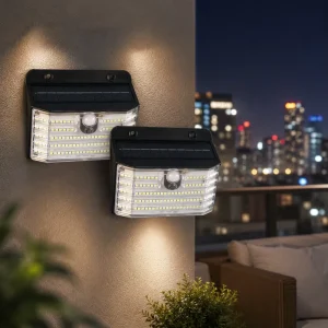 Wide Angle Solar Wall Light All in one Solar Panel PIR Motion Sensor IP65 Waterproof LED Lamp for Garage Villa Garden Porch