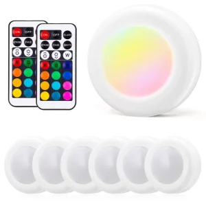 Wireless Closet Wardrobe Under Cabinet Lighting 6 Pack LED Puck Light LED Cabinet Lights with Remote Control