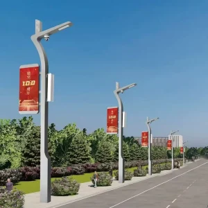 Wireless Connected Smart Light Poles Featuring Interactive Digital Advertising Displays and Real-Time Data Collection