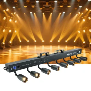Wireless DMX LED 8 Head Zoom Spotlight Focus Warm White 3500K For Stage Pinspot Beam High Brightness Disco Bar With Flight Case