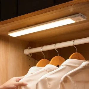 Wireless Night Light Rechargeable Wardrobe Closet LED Motion Sensor Light Warm White Cabinet Light for Stairs Kitchen