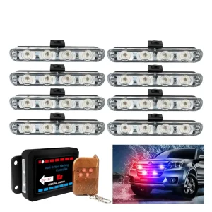 Wireless Remote Control 12V 24V IP65 Waterproof LED Front Deck Grille Flash Warning Light Daytime Light