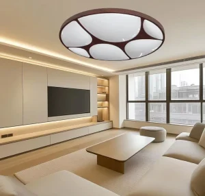 Wood Grain Decoration PVC Steel AC Powered Modern Indoor LED Ceiling Lamp for Living Room