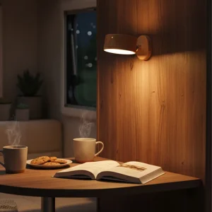 Wood Grain Magnetic Rechargeable LED Wall Light Night Lamp with Touch Switch