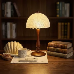 Wood Table Lamp Retro Bedside Lamp Electric Art Decoration
