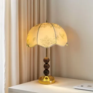 Wooden Base Fabric Cordless Rechargeable LED Table Lamp Touch Light