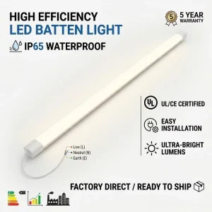 XINDECO 600mm 20W 40W LED Batten Light IP65 Waterproof 3000-6500K Color Temp 2000lm 100lm/W 3-Year Warranty Warehouse Garage