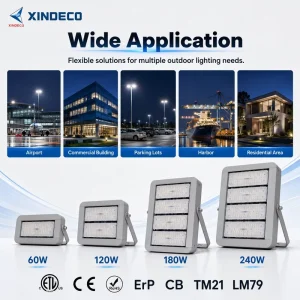 XINDECO Commercial LED Flood Light 60W 120W 180W 240W IP66 Waterproof Aluminum Alloy 3000 6500K for Sports Stadiums