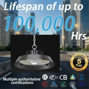 XINDECO HB16 5 Year Warranty Motion Sensor LED High Bay Light Multi Color Temp & Power Adjustable IP65 Industrial Lighting