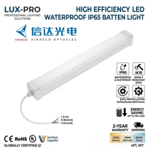 XINDECO Modern IP65 LED Batten Light Waterproof Dustproof Linear Lamp Energy Saving Ceiling Light 3 Year Warranty 3000 6500K