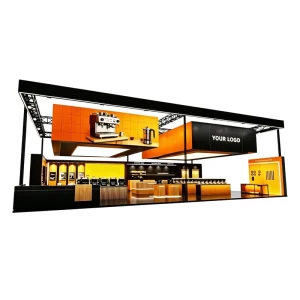 YTSF-I54 Portable Durable Wooden Trade Truss Exhibition Stand LED Light Truss Customizable Background Dye Sublimation for Trade