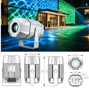 Zoom Water Wave Light 10 50° Zoom IP65 Waterproof COB Water Ripple Projector Seamless Splicing Building Facade Landscape Light