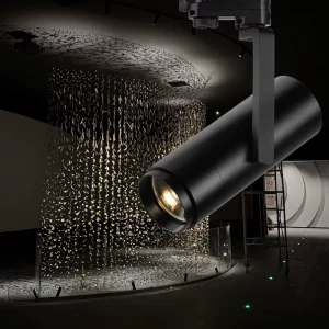 Zoomable Modern Commercial 30W LED Track Light COB Chip CRI97 Aluminum Construction 5 Year Warranty 9-60 Beam Angle 4000K