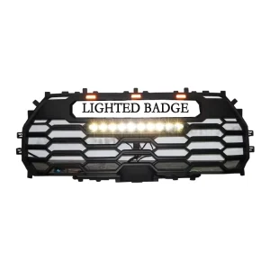 for Tundra Front Grille with Amber Light Light Bar Lighted Letters Mesh Grille Black