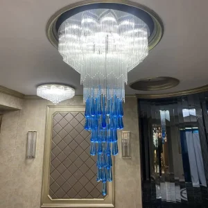 new duplex large chandelier luxury ceiling light for rotating staircase high ceiling villa hollow pendant lamp